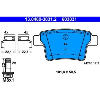ATE Bremsbel?ge hinten Ford Mondeo Jaguar X-Type