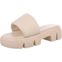 Ital-Design Damen Mules Freizeit Plateausandaletten (86526850) Blockabsatz Sandalen & Sandaletten in Beige