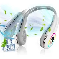 MOPUEA Mini USB-Ventilator Tragbarer Nackenventilator 360° Windrichtung einstellbarer, mit RGB LED Ambientebeleuchtung für Reisen Sport Fitness Party
