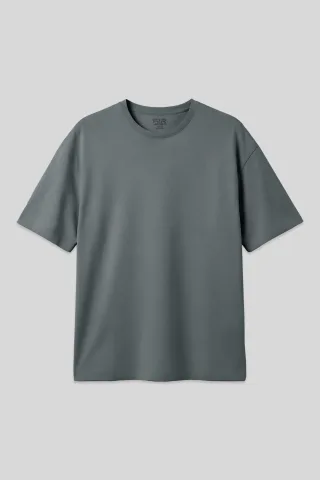 Übergroßes Baumwoll-Crewneck-T-Shirt