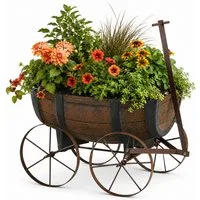 HTI-Living Pflanzkübel Pflanzwagen Nessa (Stück, 1 St., 1 Pflanzwagen), Pflanzkübel Gartendekoration rustikal