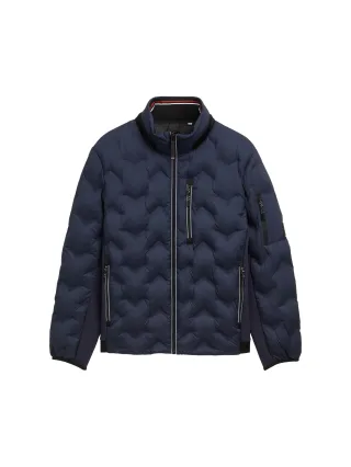 Tom Tailor - Hybrid Steppjacke mit verstaubarer Kapuze sky captain blue - Gr. - M