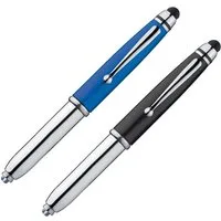 Macma Kugelschreiber 2x Touchpen Kugelschreiber mit LED Licht & Touchscreenstift / 1x blau