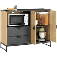 SoBuy Sideboard FSB103, Küchenschrank Kommode Mikrowellenschrank Mehrzweckschrank, Buffetschrank mit Mikrowellenfach, Lamellentür, Küche Wohnzimmer
