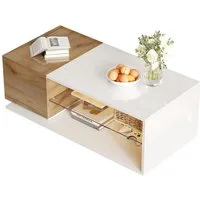 OKWISH Couchtisch Kaffeetisch mit Stauraum (Wohnzimmertisch, Satztisch, 1-St., Hochglanz), mit Beleuchtung und LED-Lichtleiste