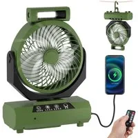 Clanmacy Standventilator Camping Ventilator Multifunktionales 2in1 Camping-Lüfterlicht,grün