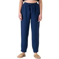 WENOR Stoffhose Damen Musselin 100% Baumwolle Tapered Sommerhose Knöchellänge, elastischer Bund, lässiger Style