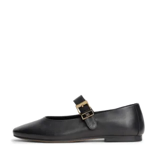 Tommy Hilfiger - Leder-Ballerinas mit Schnalle schwarz - Gr. - 36