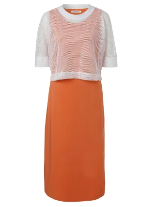 eiszeit - Kleid Rundhals 1/2 Arm Materialmix coral / white - Gr. - 48