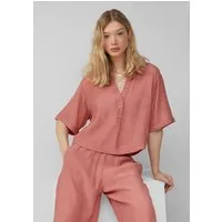 QS Kurzarmbluse Bluse Strukturierte Bluse aus Viskosemix
