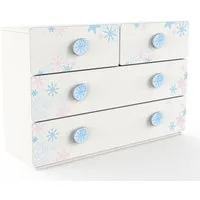 habeig Kinderregal Kinderkommode Schneeflocke 120x78x41cm weiss Sideboard, Made In Frankreich