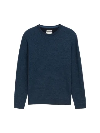 Tom Tailor - Strickpullover aus Baumwolle real teal navy twotone - Gr. - M