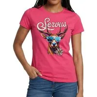 Spreadshirt T-Shirt Servus Hirsch Mit Sonnenbrille Oktoberfest Frauen T-Shirt (1-tlg)