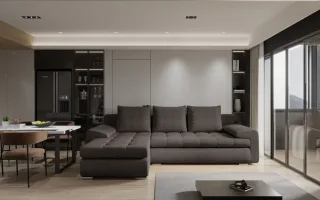 Ecksofa Sofa HECKTOR mit Schlaffunktion Stoff Abriamo Braun Ottomane Links