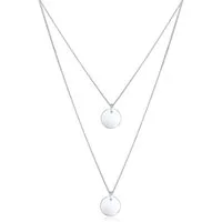 Elli Gliederkette Layer Kette mit Kreis Plättchen 925 Silber