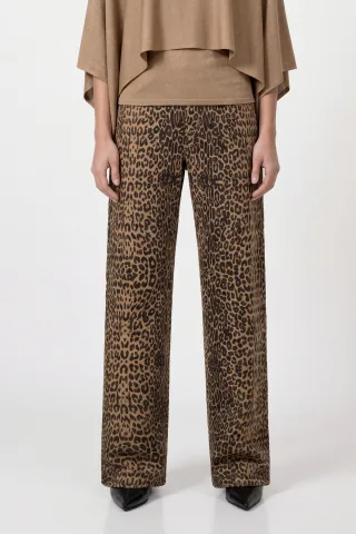 monari - Palazzo Hose mit Leomuster brown sugar gemustert - Gr. - 36