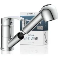 Schütte Spültischarmatur DIZIANI mit Geschirrbrause, Wasserhahn ausziehbar, Mischbatterie Küche, Chrom