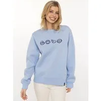 Zwillingsherz Hoodie "Muscheln" Aufwendige Muschel-Stickerei auf der Vorderseite, Rundhals, Ankerpatch