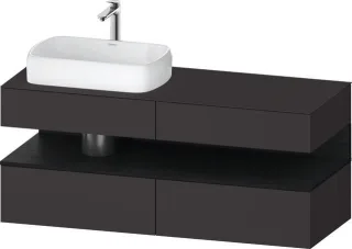 Duravit Qatego Konsolenwaschtischunterbau wandhängend Graphit Supermatt 1400x550x600 mm - QA47650168 QA4765016800000