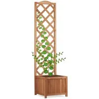relaxdays Beistelltisch 2 in 1 Rankkasten aus Holz, L