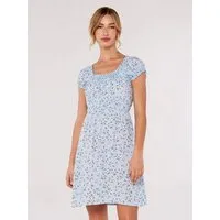 Apricot Minikleid Milkmaid Kleid Orchidee mit Rüschen