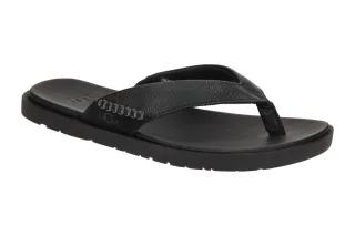 UGG 1166610 BLK Seaside II Flip Herren Zehentrenner Schwarz Echtleder Gummisohle