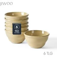 JIWOO Schüssel 6er Ø11,7cm, Müslischale Eisschale FrühstückSchale Dessertschale, Keramik, (Schaleset, 6-tlg), Bowl, Hochwertiges Schalen Braun Schale Mikrowellenofen Spülmaschine