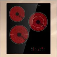 Klarstein Elektro-Kochfeld Virtuosa 3 Slim Kochfeld 45 cm 3 Zonen 5000W Dualzone 9 Stufen Touch, Einbau-Kochfeld autark Glaskeramik mit Booster Restwärme & Timer