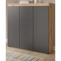 Inn.Furn Kombikommode Assino (Hohe Kommode in Eiche und Grau, 3-türig, 105 x 111 cm), variabel einrichtbar, bis zu 10 Fächer