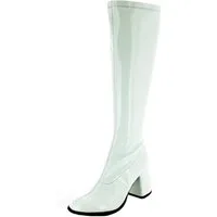 Das Kostümland Gogo Damen Retro Lackstiefel, Weiß Stiefel