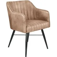 Massivmoebel24 Polsterstuhl IRON LABEL (beige Echtleder (Büffel) Eisen), 54 x 76 x 61 cm IRON LABEL #12