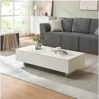 en.casa Couchtisch, »Lärketorp« Wohnzimmertisch 115x55x31cm Weiß Hochglanz