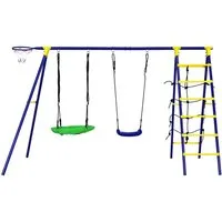 COSTWAY Doppelschaukel Kinderschaukel, Schaukelgestell höhenverstellbar
