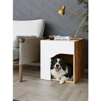 Roomart Tierbett RINO Katzenhaus & Beistelltisch 2in1, 50×50 cm, Tierhöhle - Holzoptik, 2in1 Beistelltisch & Katzenhöhle, 50×50 cm, Holzoptik