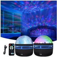 PRIISF Projektionslampe LED Nordlicht Projektor Sternenhimmel Aurora Wasserwellen Nachtlicht, Einschlafhilfe, Kinder Schlaflampe LED Polarlicht Projektor Lavalampe Polar Nachtlampe, Geschenke für Frauen Junge Zimmer Deko Gaming LED Galaxy Projektor, 