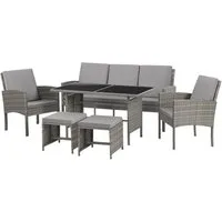 SVITA Gartenlounge-Set DENVER, (Gartenmöbel-Set), Essgruppe, Rattan, Inkl. Kissen