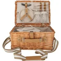 Jens Living Picknickkorb Picknickkorb Set für 2 Personen mit Kühltasche & Besteck Weide Natur, Inkl. Kühltasche, Echtes Weidengeflecht, Besteck-Set für 2, Natur-Look