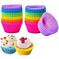 Mutig Silikonform Wiederverwendbare Muffinformen aus hochwertigem Silikon, (Cupcake, Muffinförmchen, Muffin Formen, Backformen, BPA-freiem 24-tlg), antihaftbeschichtete Cupcakeförmchen für Kuchen, Eincreme und Pudding