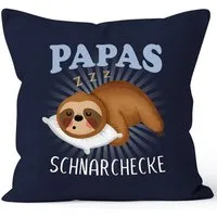 MoonWorks Dekokissen Kissen-Bezug Faultier Papas Schnarchecke lustiges Geschenk für Väter