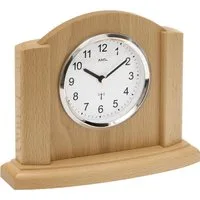 AMS Funktischuhr F5122/18 Wohnzimmer, Esszimmer, Holz, buchefarben,Made in Germany