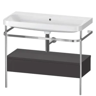 Duravit Happy D.2 Plus c-shaped Set mit Metallkonsole und Schubkasten Graphit Supermatt 975x490x850  HP4843N8080