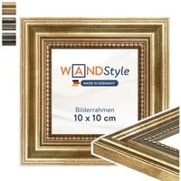 WANDStyle Einzelrahmen H450, Goldener Bilderrahmen 10x10 Holz, Vintage Bilderrahmen Gold 10x10 cm