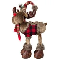 Christmas Paradise Weihnachtsfigur Elch 50cm (60cm) (Dekofigur, 1 St), Rentier stehend, Weihnachtsdeko Braun Rot