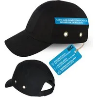 PRO FIT Sicherheitshelm, Baseballcap, Anstoßkappe in Baseballmützen Style, Uni Cap mit Schirm (1, Stück), aus waschbarer Baumwolle, mit Belüftungslöchern - Schwarz