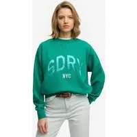 Superdry Sweatshirt VARSITY SATIN APPLIQUE CREW aus Baumwollmischung, Relaxed Fit, mit Print