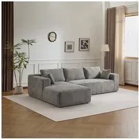 Vankel Ecksofa Modernes Samtcord Schlafsofa, Sofa klein L-Form Couch, 3-Sitzer Ecksofa, Zweisitzer+Chaiselongue, kleine Wohnlandschaft