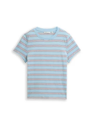 Denim Tom Tailor - T-Shirt aus Baumwolle blue brown multicolor stripe - Gr. - S