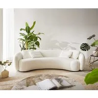 DELIFE 3-Sitzer Larna, Bouclé Creme-Weiß 260x120 cm 3-Sitzer