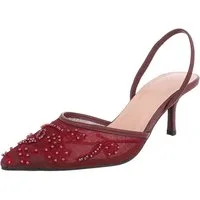 Ital-Design Damen Slingback-Pumps mit Perlenstickerei & High Heel Schnürpumps (92214490) Pfennig-/Stilettoabsatz Pumps in Bordeaux