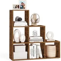 VASAGLE Bücherregal, mit 6/10 Fächern, Würfelregal, Stufenregal, 97,5 x 29 x 97,5 cm